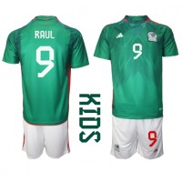 Mexiko Raul Jimenez #9 Domáci Detský futbalový dres MS 2022 Krátky Rukáv (+ trenírky)